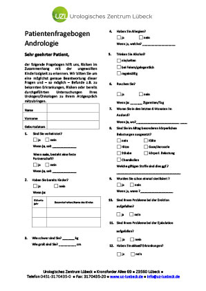 Anamnesefragebogen bei unerfülltem Kinderwunsch
