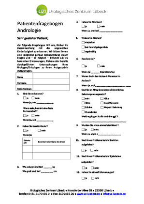 Anamnesefragebogen bei unerfülltem Kinderwunsch